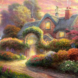Jigsaw puzzle: Pink cottage