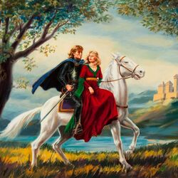 Jigsaw puzzle:  Lovers on a white horse