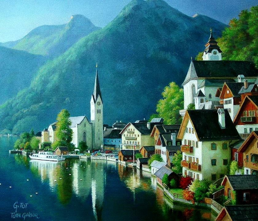 Jigsaw Puzzle Picturesque Town Solve Jigsaw Puzzles Online Puzzleit