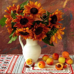 Jigsaw puzzle: Sunflowers and apricots