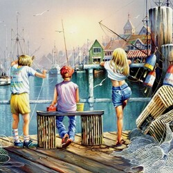 Jigsaw puzzle: Fishing at the pier