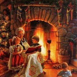 Jigsaw puzzle: With grandmother by the fireplace