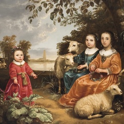 Jigsaw puzzle: Children with sheep