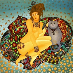 Jigsaw puzzle: Woman with cat