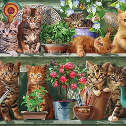 Jigsaw puzzle: Kittens on the shelf