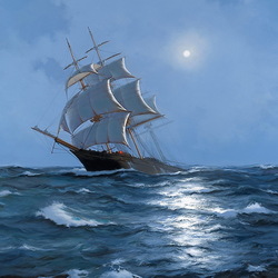 Jigsaw puzzle: Sailboat in the night