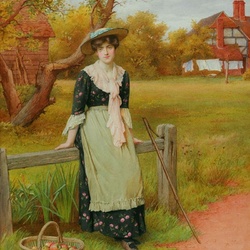 Jigsaw puzzle: Girl with a basket of apples