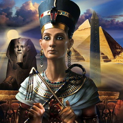 Jigsaw puzzle: Nefertiti and Pharaoh. The beauty and the Beast