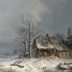 Jigsaw puzzle: On a farm in winter