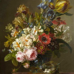 Jigsaw puzzle: Floral still life with nest