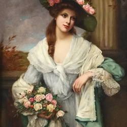 Jigsaw puzzle: Lady with flowers