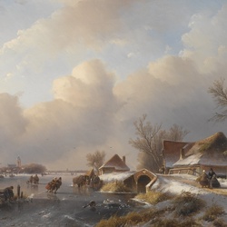 Jigsaw puzzle: Winter landscape with skaters
