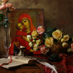 Jigsaw puzzle: Still life with icon