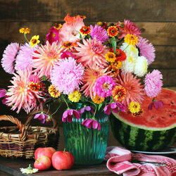 Jigsaw puzzle: Watermelon and flowers