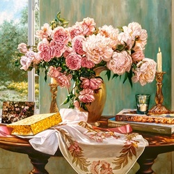 Jigsaw puzzle: Bouquet by the window