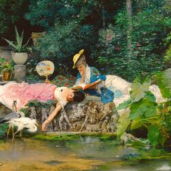 Jigsaw puzzle: Girls by the pond