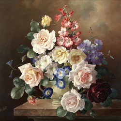 Jigsaw puzzle: Bouquet in a ceramic vase