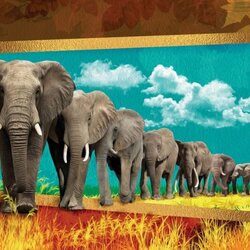 Jigsaw puzzle: Row of elephants