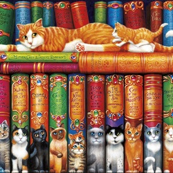 Jigsaw puzzle: Cat library