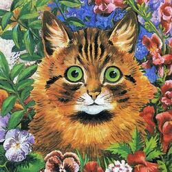 Jigsaw puzzle: Kitten in flowers