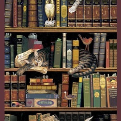 Jigsaw puzzle: Cats in the library