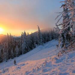 Jigsaw puzzle: Winter sunset in the Carpathians