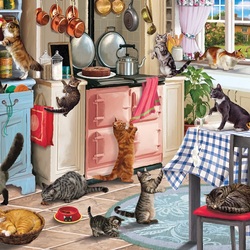 Jigsaw puzzle: Cats in the kitchen