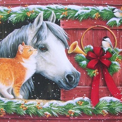 Jigsaw puzzle: Cat and horse