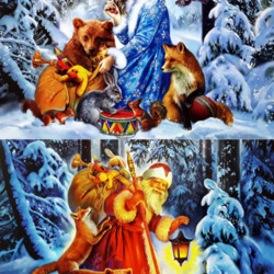 Jigsaw puzzle: Snow Maiden and Santa Claus