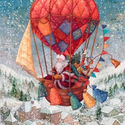 Jigsaw puzzle: Santa Claus in a hot air balloon