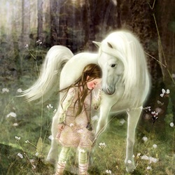 Jigsaw puzzle: Girl and white horse
