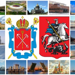 Jigsaw puzzle: Sights of St. Petersburg and Moscow