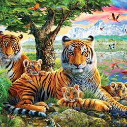 Jigsaw puzzle: Tiger hide and seek