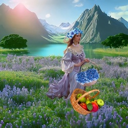Jigsaw puzzle: Girl with a basket of flowers