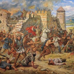 Jigsaw puzzle: Defense of Kievets on the Danube. 487 year