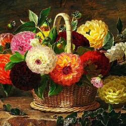 Jigsaw puzzle: Basket of flowers
