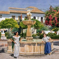 Jigsaw puzzle: Girls at the fountain