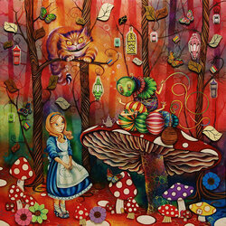 Jigsaw puzzle: Alice meets a caterpillar