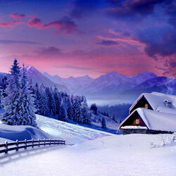 Jigsaw puzzle: House in the winter mountains