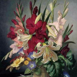 Jigsaw puzzle: Summer bouquet with lilies and gladioli