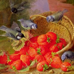 Jigsaw puzzle: Birds and strawberries