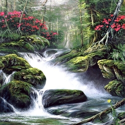 Jigsaw puzzle: Forest waterfall