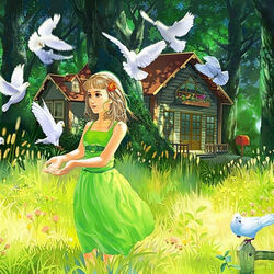 Jigsaw puzzle: Girl with pigeons