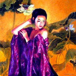Jigsaw puzzle: Girl with lotus