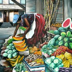 Jigsaw puzzle: Sale of fruits and vegetables