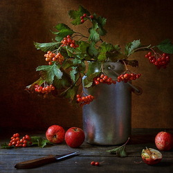 Jigsaw puzzle: Still life with viburnum and apples