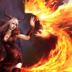 Jigsaw puzzle: Demoness and Phoenix