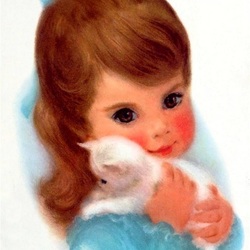 Jigsaw puzzle: Girl with kitten Frances Hook