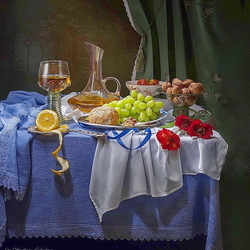 Jigsaw puzzle: Still life in the style of Dutch painters