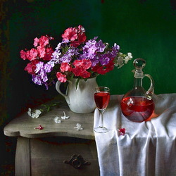 Jigsaw puzzle: Still life with phlox and wine